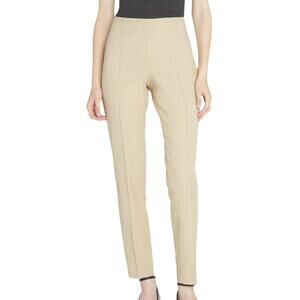 Akris Melissa Techno Slim Ankle Pants Khaki Size 8 Flat Front Side Zip EUC